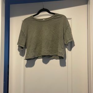 garage light washed green cropped tee